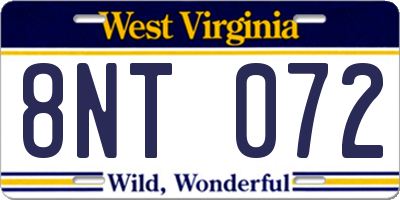 WV license plate 8NT072