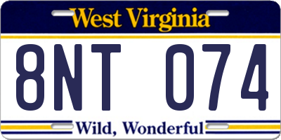 WV license plate 8NT074