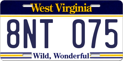 WV license plate 8NT075