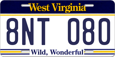 WV license plate 8NT080