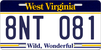WV license plate 8NT081