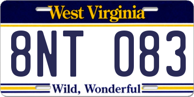 WV license plate 8NT083