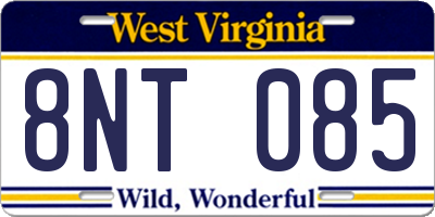WV license plate 8NT085