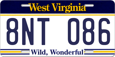 WV license plate 8NT086