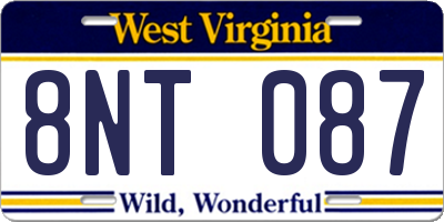 WV license plate 8NT087