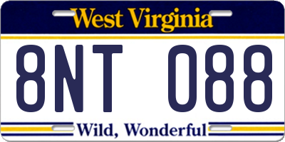 WV license plate 8NT088