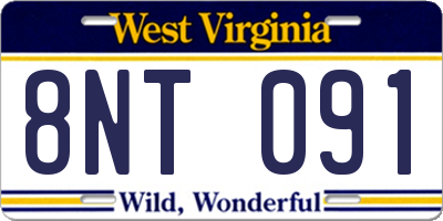 WV license plate 8NT091
