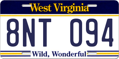 WV license plate 8NT094