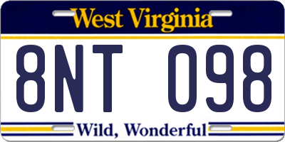 WV license plate 8NT098
