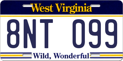 WV license plate 8NT099