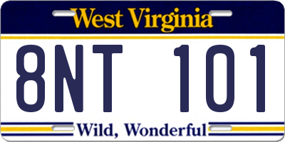 WV license plate 8NT101