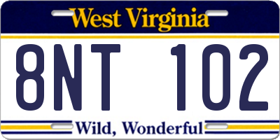 WV license plate 8NT102