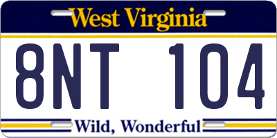 WV license plate 8NT104