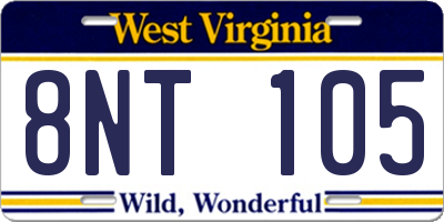 WV license plate 8NT105