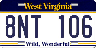 WV license plate 8NT106