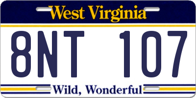 WV license plate 8NT107