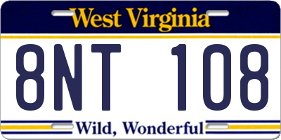 WV license plate 8NT108