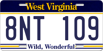 WV license plate 8NT109