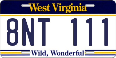 WV license plate 8NT111