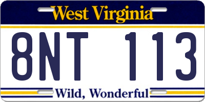 WV license plate 8NT113
