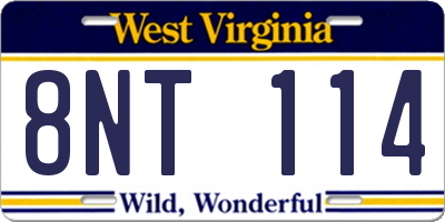WV license plate 8NT114