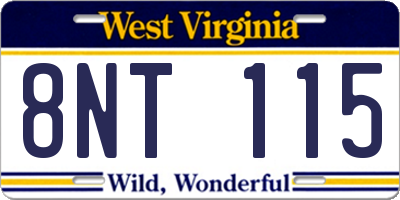 WV license plate 8NT115