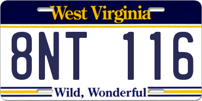 WV license plate 8NT116