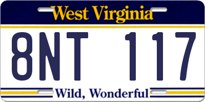 WV license plate 8NT117