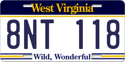 WV license plate 8NT118