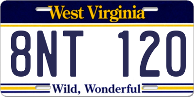 WV license plate 8NT120
