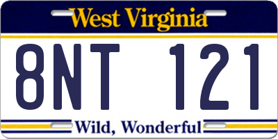 WV license plate 8NT121