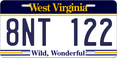 WV license plate 8NT122