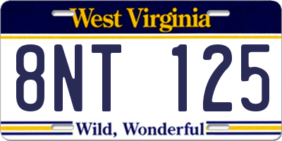 WV license plate 8NT125