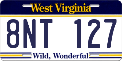 WV license plate 8NT127