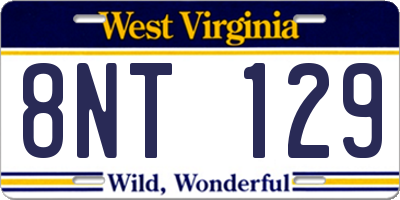 WV license plate 8NT129