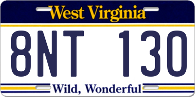 WV license plate 8NT130