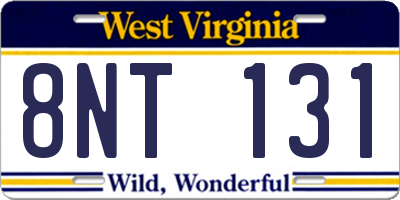 WV license plate 8NT131