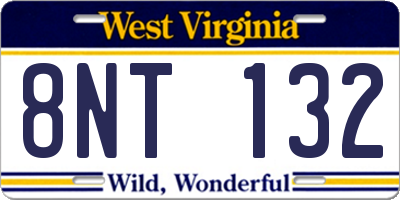 WV license plate 8NT132