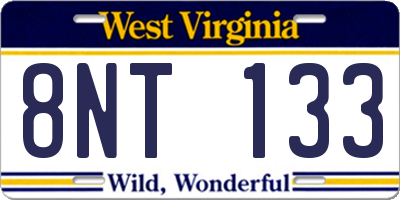 WV license plate 8NT133