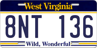 WV license plate 8NT136