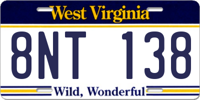 WV license plate 8NT138
