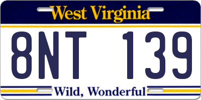 WV license plate 8NT139