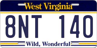 WV license plate 8NT140