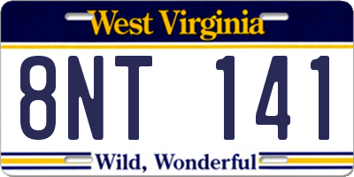 WV license plate 8NT141