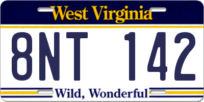 WV license plate 8NT142