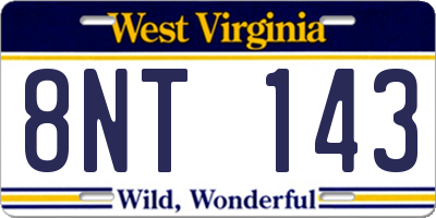 WV license plate 8NT143
