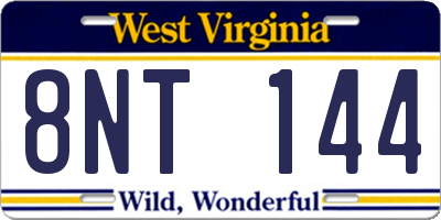 WV license plate 8NT144