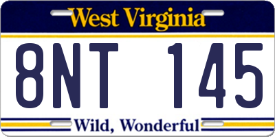 WV license plate 8NT145