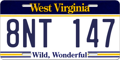 WV license plate 8NT147