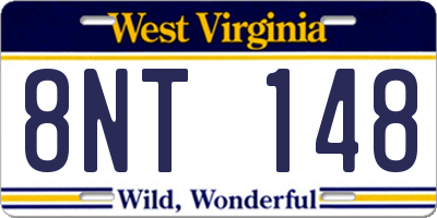 WV license plate 8NT148
